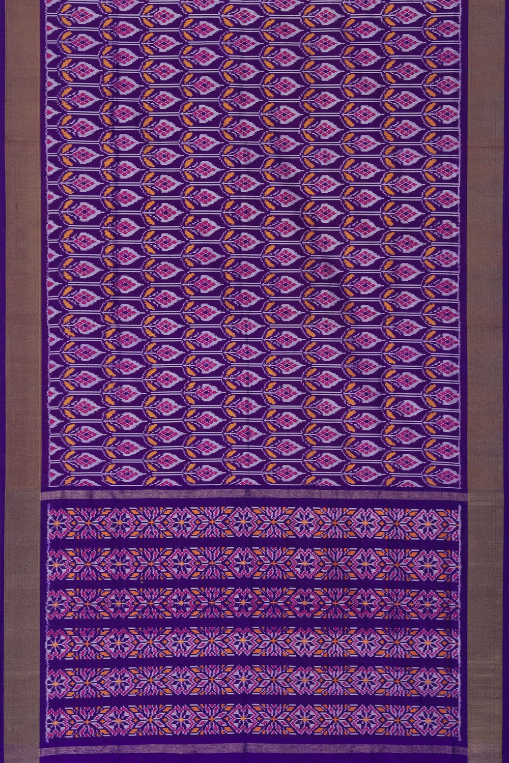 Image of Pochampally Ikat Silk Purple Saree